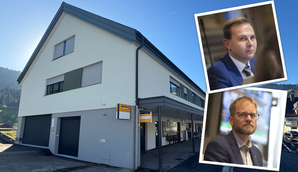 Ist bis Ende 2028 geschlossen: die Poststelle in Unterwasser. Huber (oben) und Sailer (unten) wollen, dass die Grundversorgung gewährleistet bleibt.