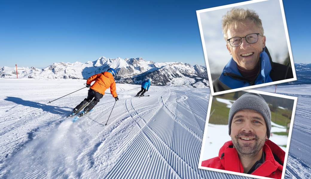 Das Toggenburg erwarten bis zum Jahreswechsel Sonnenschein und winterliche Temperaturen. Urs Gantenbein (oben) und Alex Singenberger freuen sich.