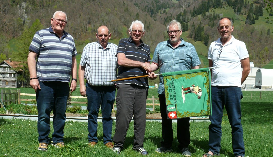 Peter Hartmann (Toggenburger Schwingerverband), Rico Zürcher (St. Gallen und Umgebung), Jörg Abderhalden, Kurt Tischhauser (Rheintal-Oberland) und Martin Schmucki (Rapperswil und Umgebung, von links).