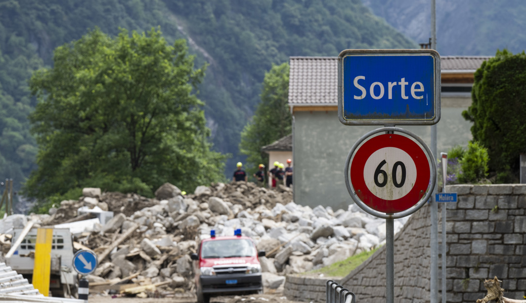 Unwetterschäden am 25. Juni in Sorte im Misox. Unwetterschäden am 25. Juni in Sorte im Misox.