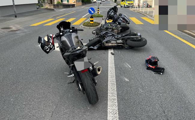 Unachtsamkeit: Drei Töfffahrer verunfallten auf der Bahnhofstrasse