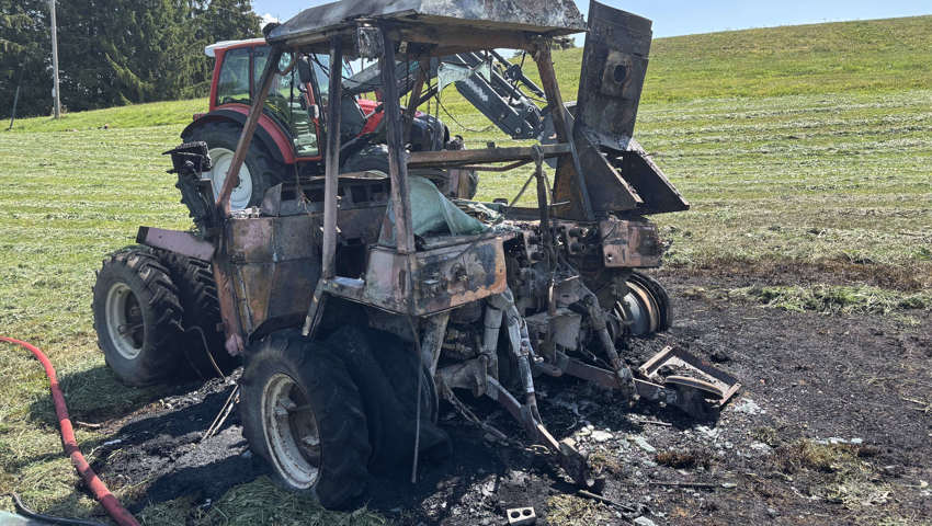 Das Wiesland wurde durch den Brand geschwärzt. Die Feuerwehr verhinderte eine weitere Ausbreitung des Feuers.