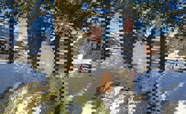 Der zweite Umzug war einfacher: Zwei Bergfreunde und eine Skulptur