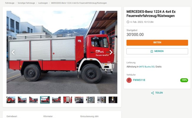 Feuerwehrfan oder Expeditionsfan: Wer kauft ein Feuerwehrauto auf Ricardo?