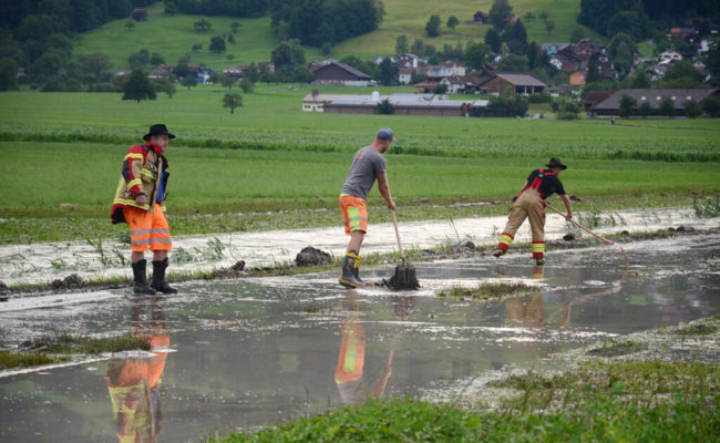 Drei überflutete Keller, zwei überlaufene Bäche und ein Hangrutsch
