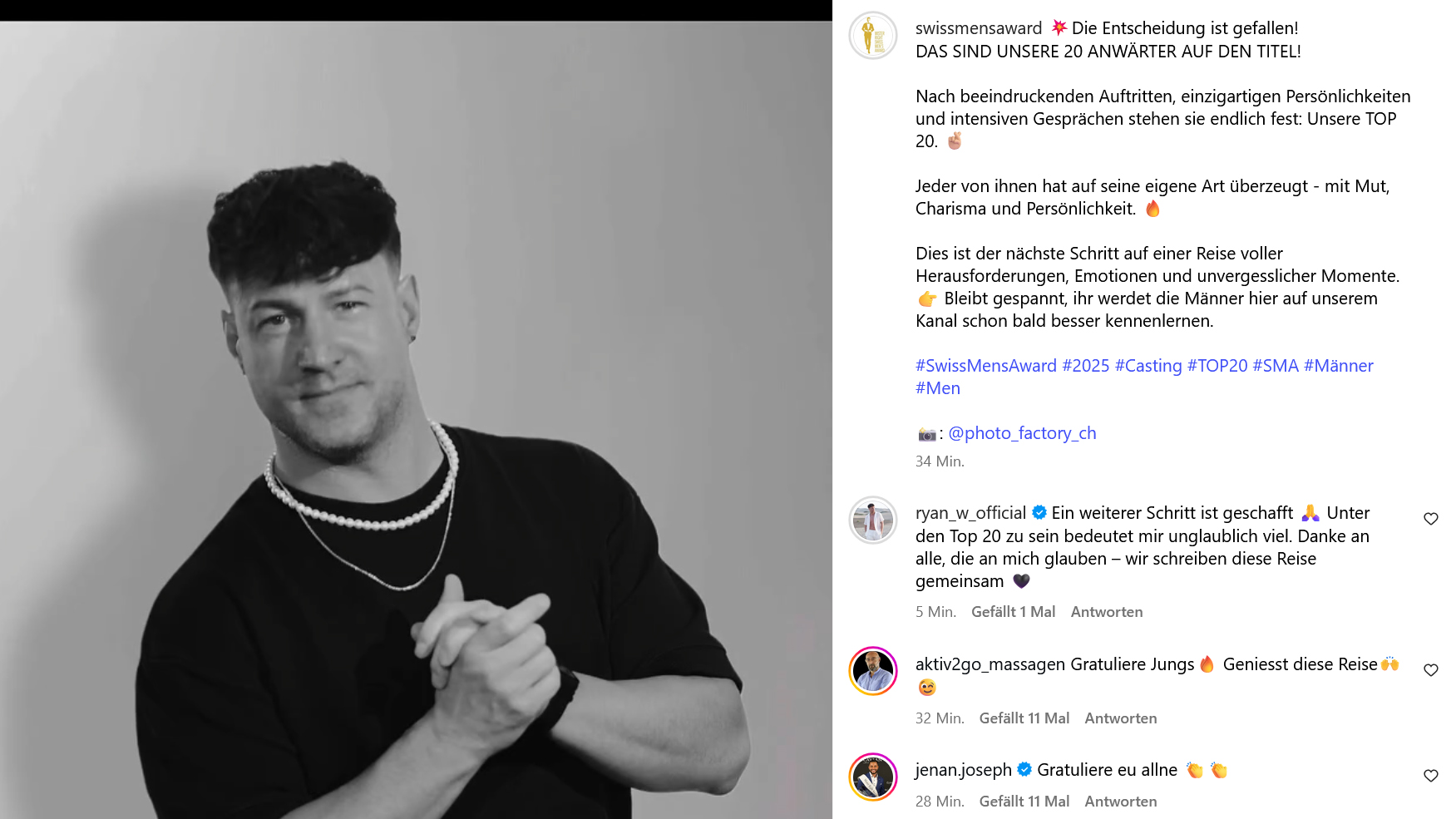 Roger Wohlwend ist beim Swiss Men's Award fix dabei