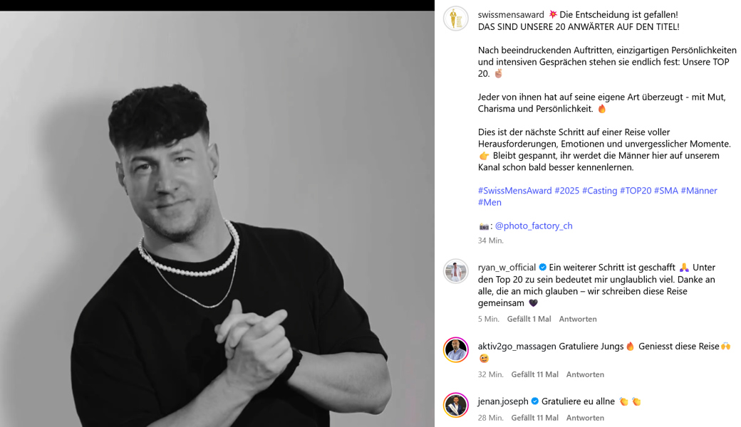 Roger Wohlwend ist beim Swiss Men's Award fix dabei