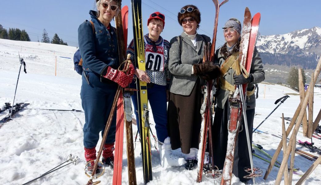 35 Personen fuhren am Nostalgie-Skirennen auf dem Chäserrugg ohne Kanten um die Tore