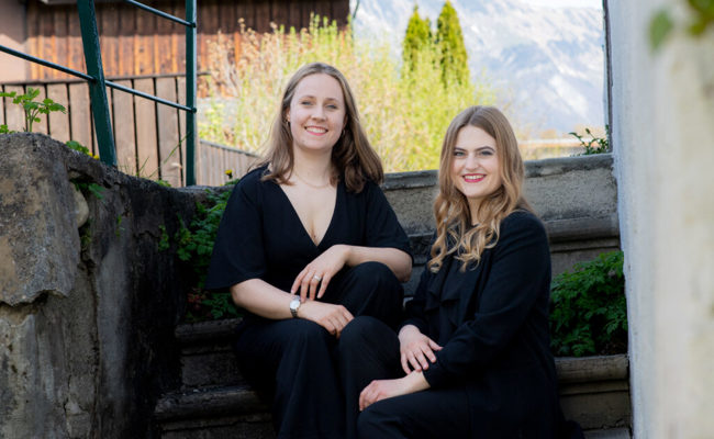 Duo Baratta Jetzer spielt ein Akkordeon- und Harfen-Konzert in der Aula Flös in Buchs