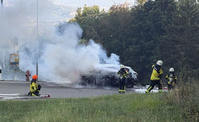 Erst leuchtete eine Warnlampe auf, dann brannte das Auto