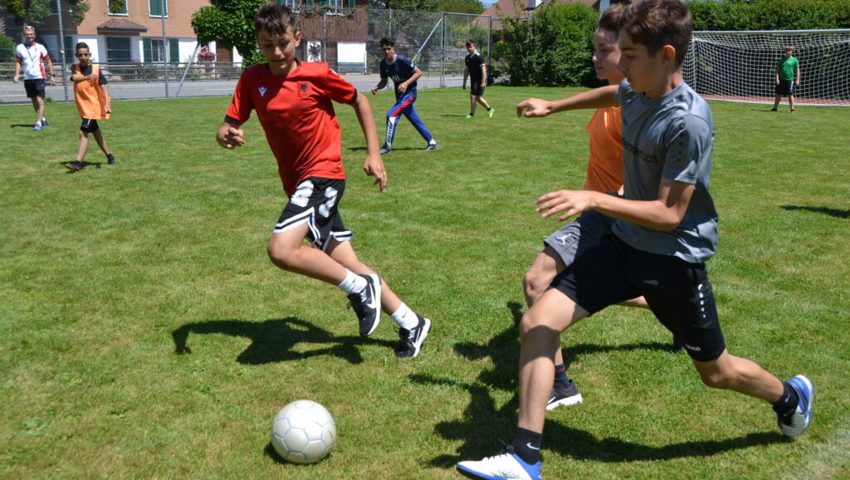  Einsatz pur beim Fussball. 