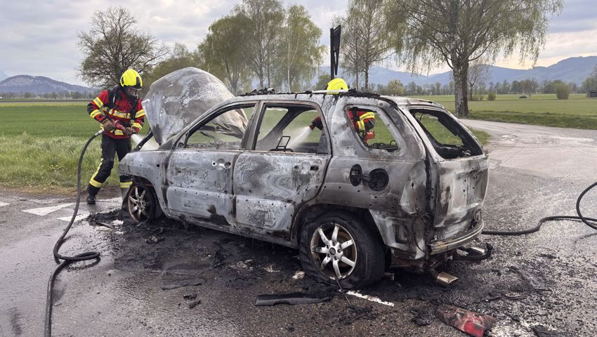 Das Auto brannte komplett aus.