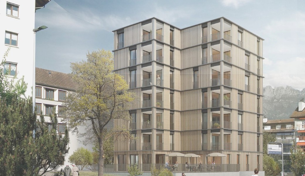 Das siebenstöckige Gebäude soll neben 26 Zweieinhalbzimmer-Wohnungen auch eine Caféteria beherbergen.