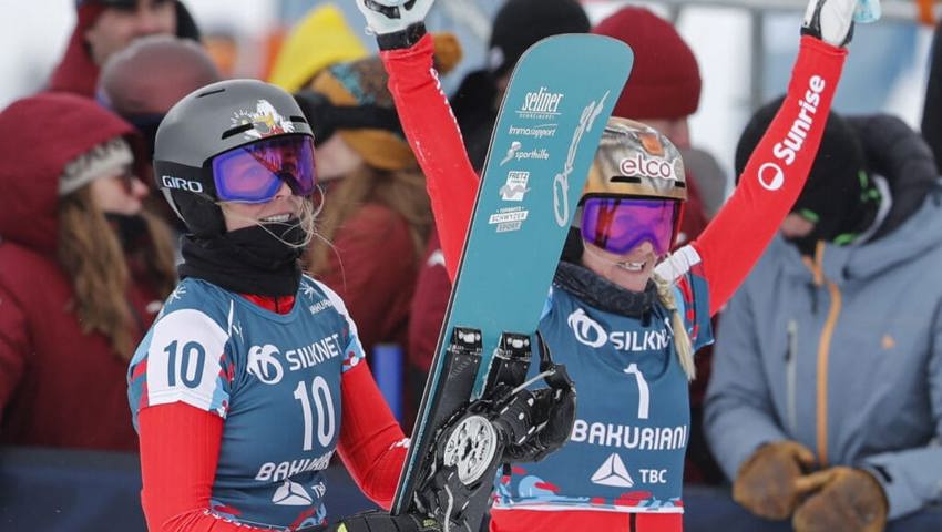  Doppelsieg: Ladina Jenny (links) und Julie Zogg, die neue Weltmeisterin. 