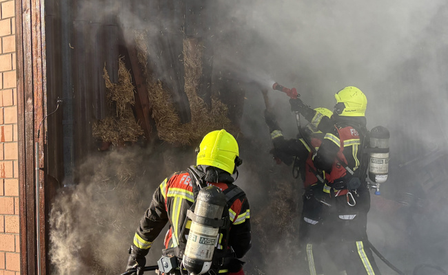 Brand in Scheune: Zwei Personen müssen ins Spital – Tiere unverletzt gerettet