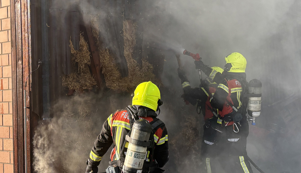 Brand in Scheune: Zwei Personen müssen ins Spital – Tiere unverletzt gerettet