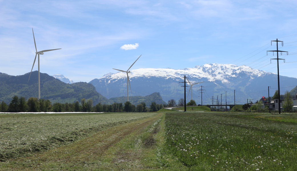 Die geplanten drei Windräder von Norden aus gesehen.