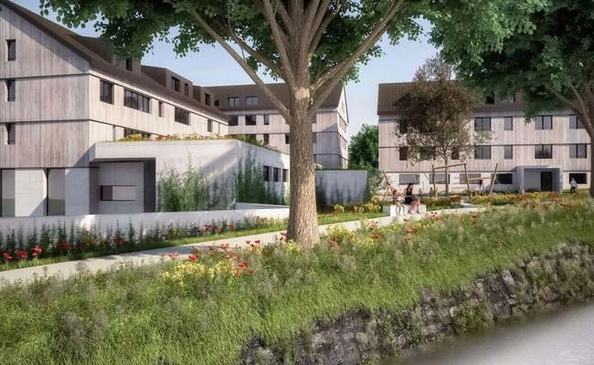 Drei Baukörper und ein Begegnungsplatz: Zentrums-Überbauung wird mit viel Holz gestaltet