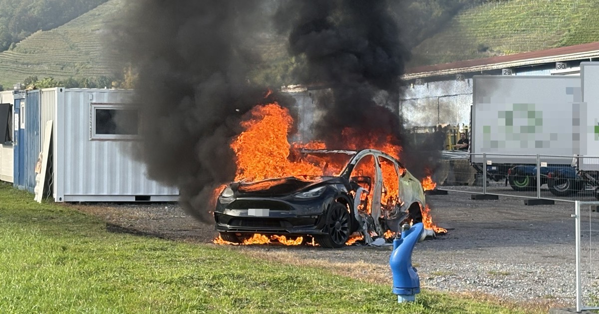 Electric vehicle completely burned out