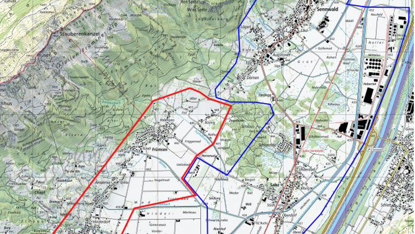 SNS wird künftig das Netz von SAK (rot) mitnutzen können und SAK erhält Zugriff auf das SNS-Netz (blau).