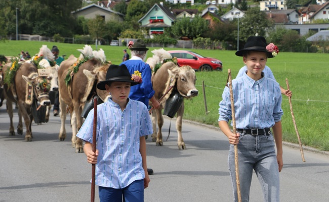 Wartauer Vieh und Älpler feierlich wieder im Tal empfangen