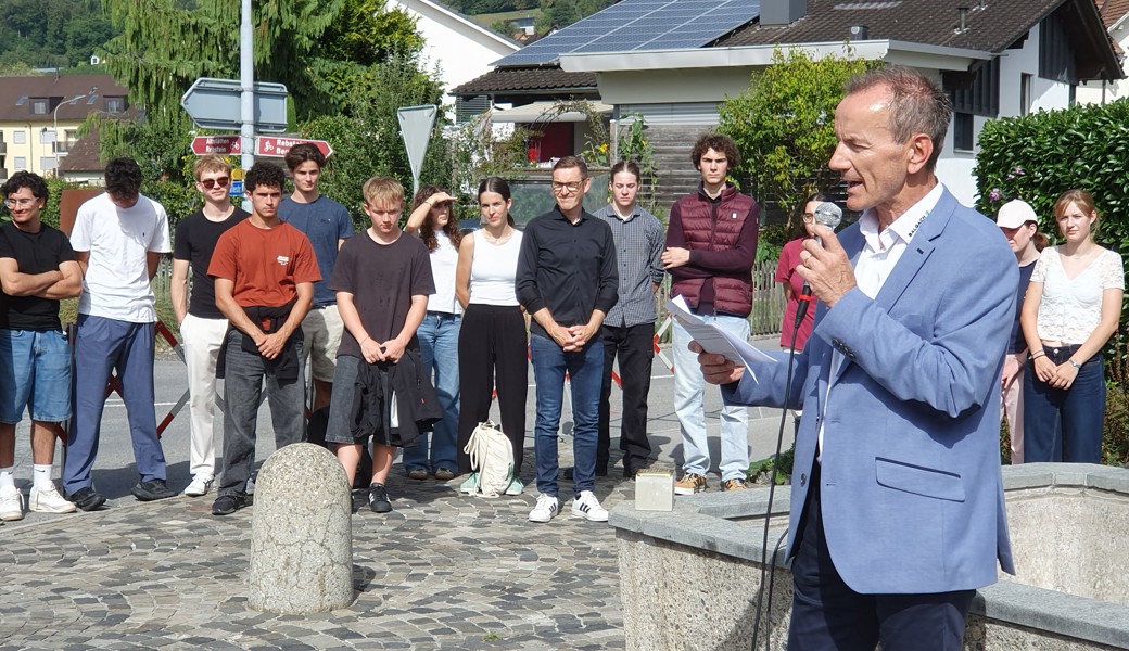 Der Balgacher Gemeindepräsident Urs Lüchinger bei seinem Grusswort. 