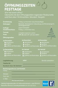 Sonderbeilage Flyer - Öffnungszeiten WSN