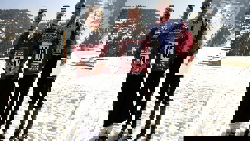  Podest Holzski mit Kanten: 3. Andrea Lieberherr, 1. Prisco Raguth, 2. Bollhalder Ruedi. 