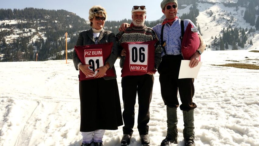  Podest Holzski mit Kanten: 3. Andrea Lieberherr, 1. Prisco Raguth, 2. Bollhalder Ruedi. 