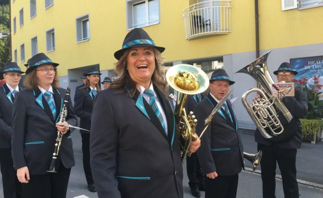 Die Musikgesellschaft marschierte an der Princely-Tattoo-Parade in Vaduz mit