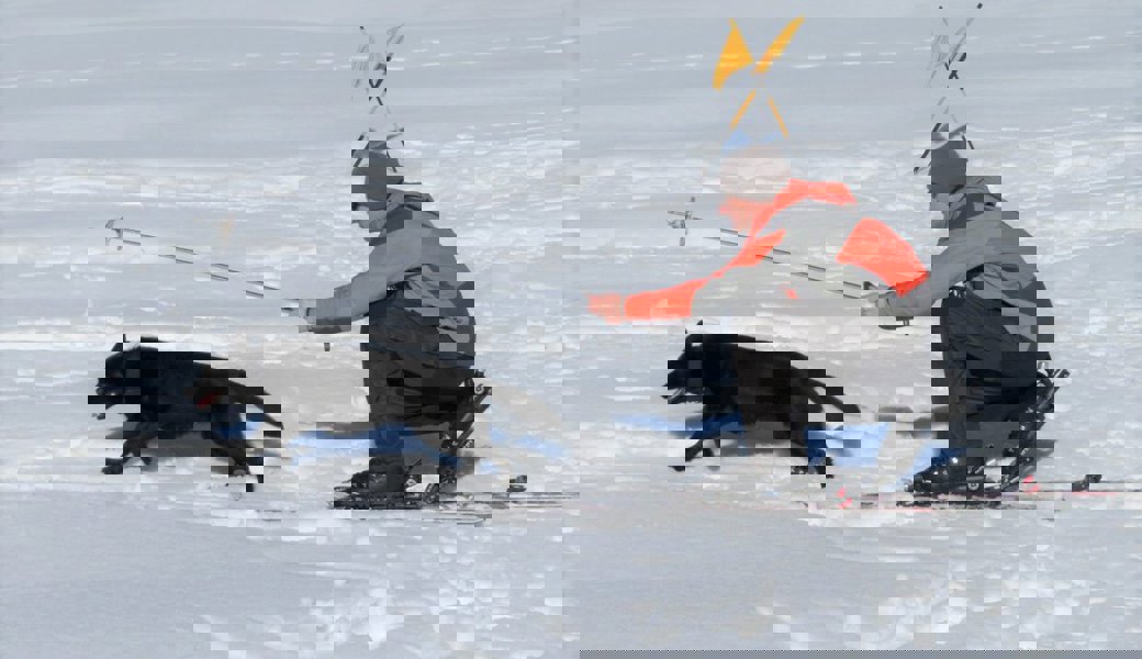  Fabian Eberhard im Training mit seinem Hund Jet. 