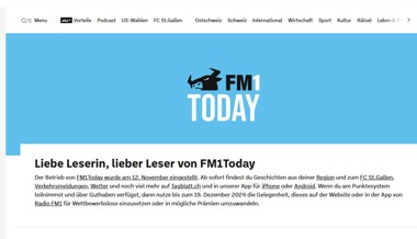CH Media hat der Newsplattform FM1Today den Stecker gezogen